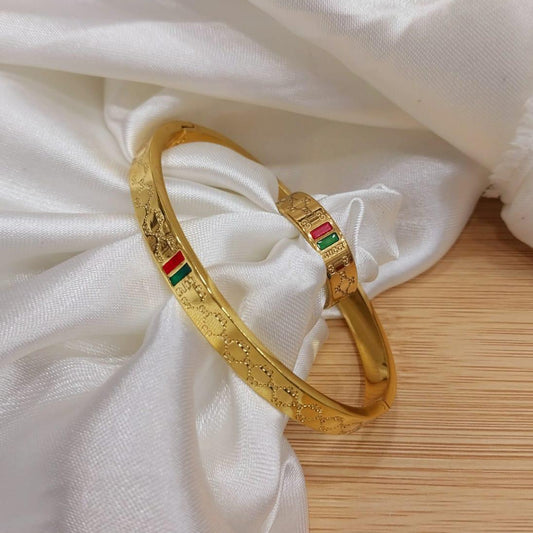 Gold Plated Stainless Steel Bangles And A Matching Ring Providing Elegant Design Everyday Fashion  Size 16 , 17, 18