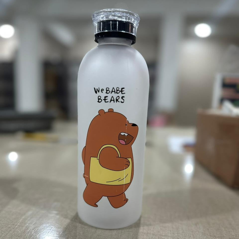 Best Trendy We Bear Panda Water Bottle 1000ml With Two Caps And Straw Durable Design For Daily Hydration And Easy Use (Random Design)