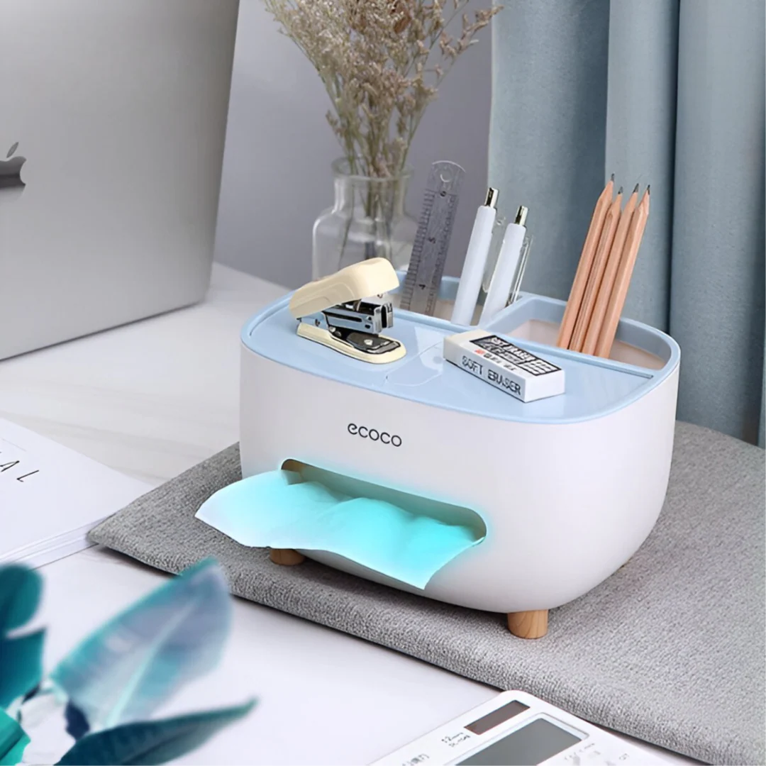 Luxury 3-in-1 Tissue Box Organizer & Multi-functional With Mobile Holder