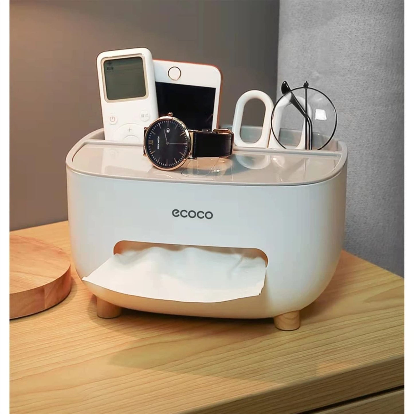 Luxury 3-in-1 Tissue Box Organizer & Multi-functional With Mobile Holder