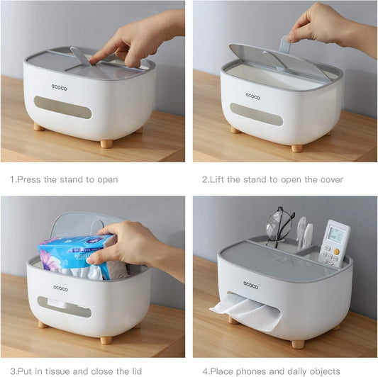 Luxury 3-in-1 Tissue Box Organizer & Multi-functional With Mobile Holder